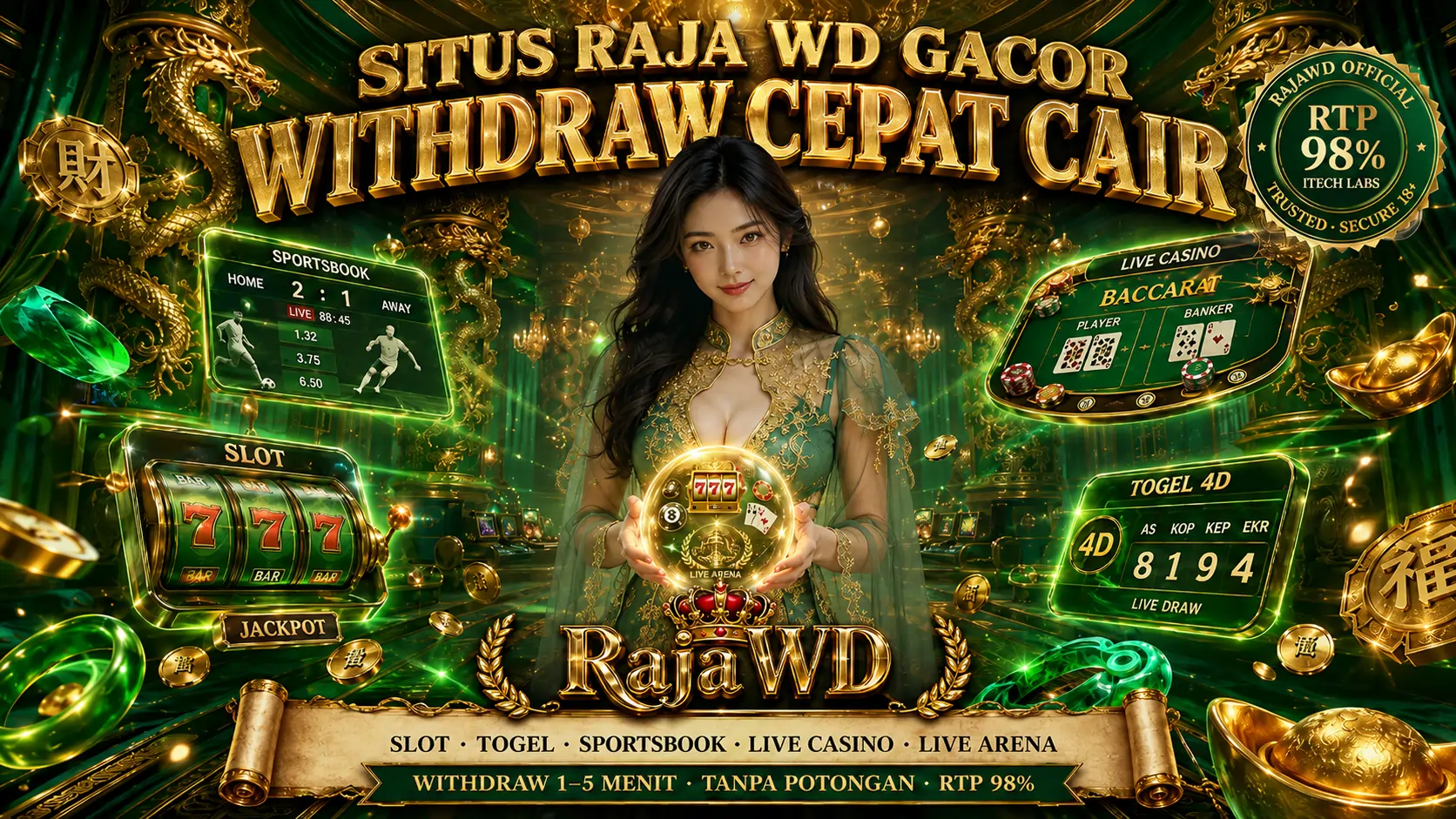 Banner RAJAWD situs resmi slot, togel, live casino & sportsbook
